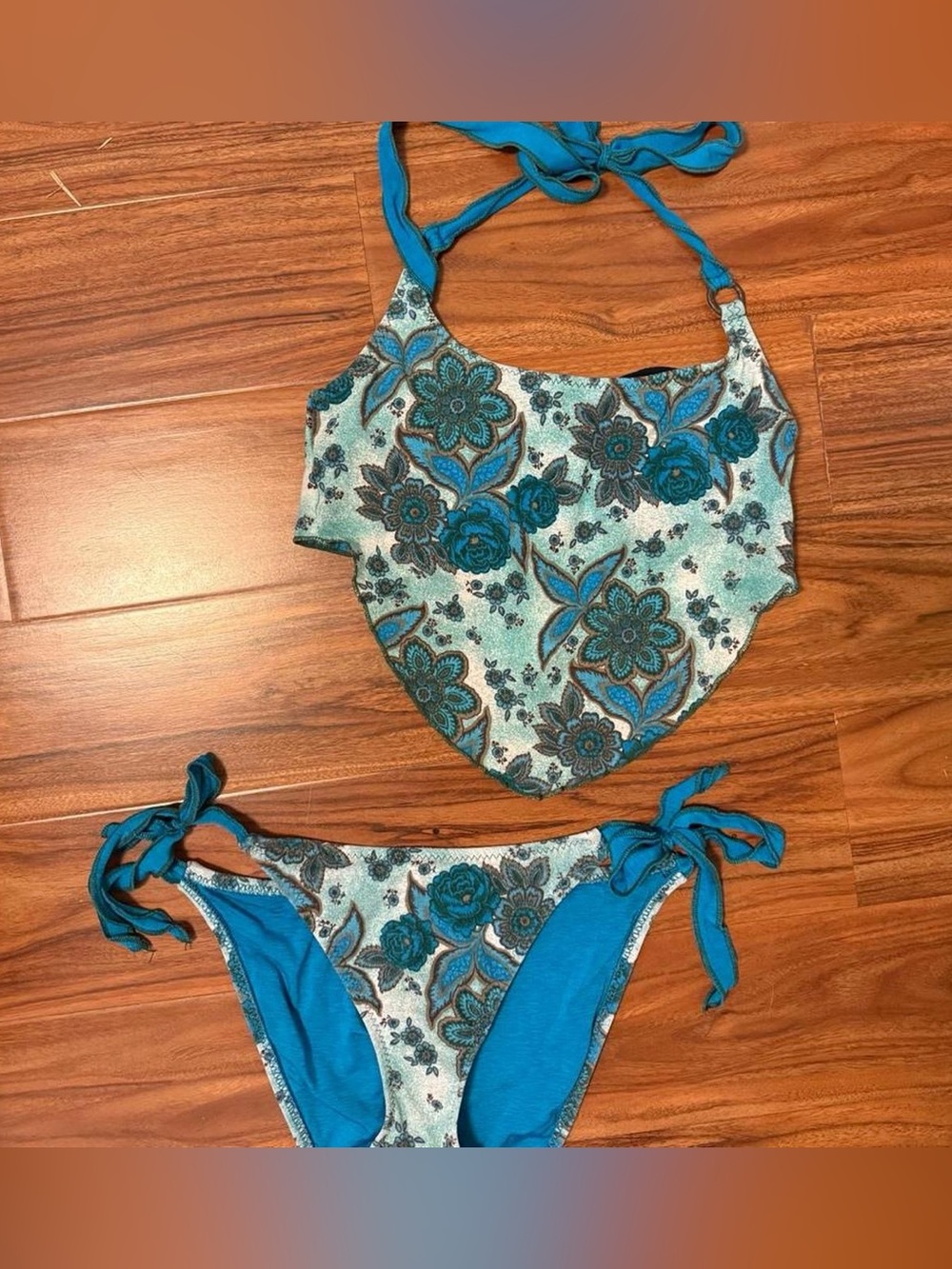 Blue Floral Two-Piece tankini Set